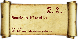 Román Klaudia névjegykártya